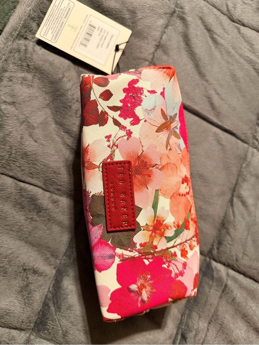 Ted Baker Hot Pink and Coral Floral Mini Zip Coin Pouch